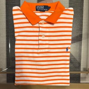 Polo by Ralph Lauren Orange and White Striped Polo Shirt